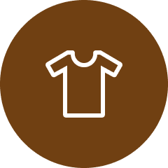 Group 1321314622 A brown circle with an image of a t-shirt.