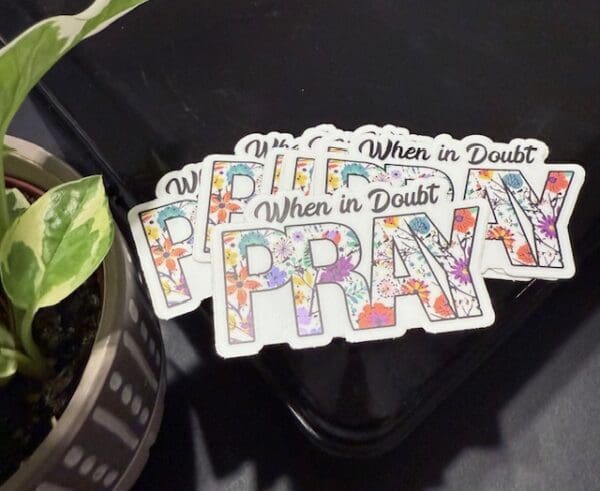 A close up of stickers on top of a table